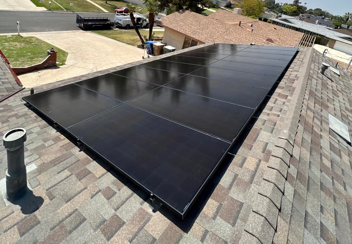 black solar panels on roof
