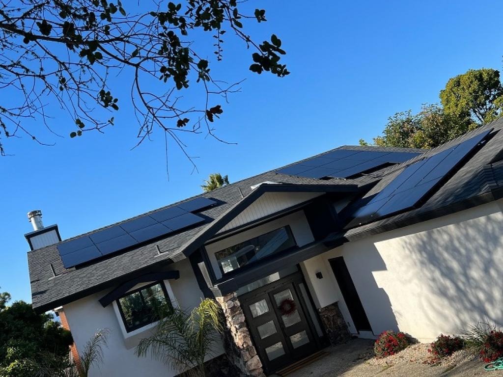 solar panels on top of house roof